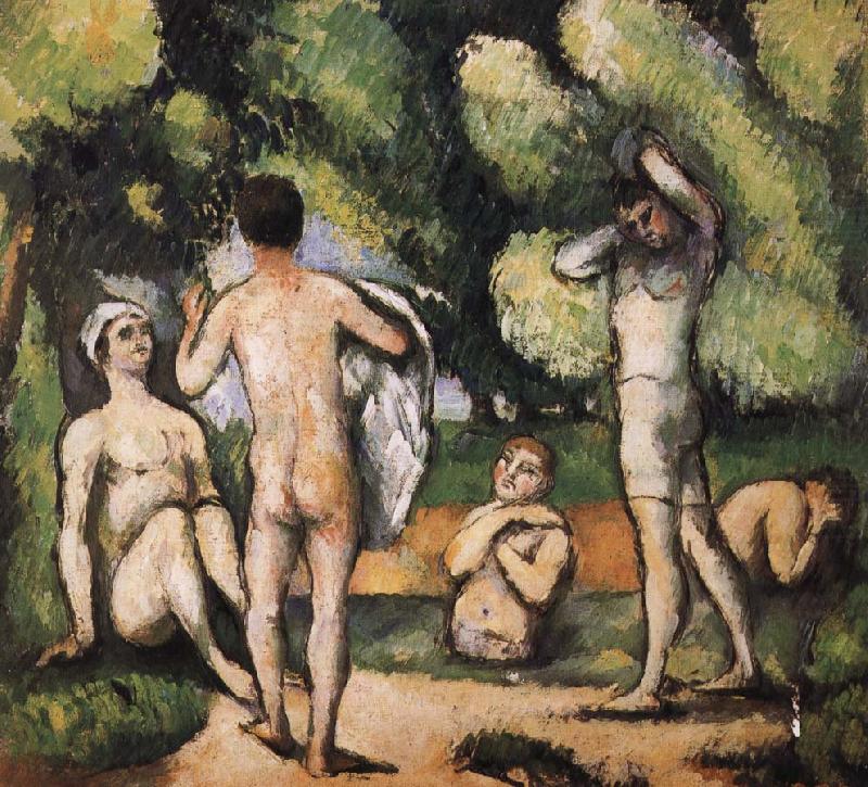 were five men and Bath, Paul Cezanne
